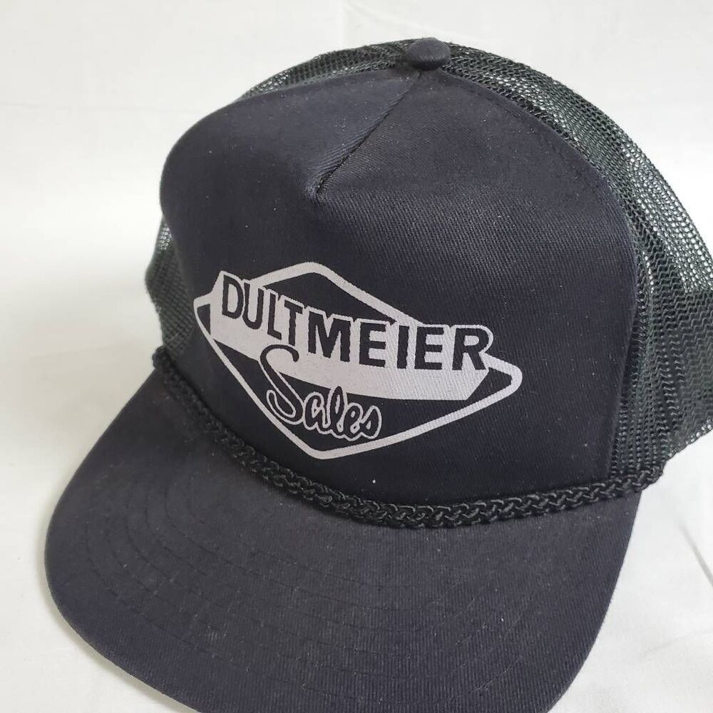 Vintage Dultmeier Sales Black Mesh Snapback Trucker Hat KC Brand Made in Banglad